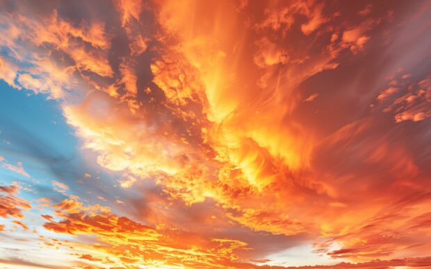 Sunset Cloud Background, vibrant orange and pink hues, dramatic cloud formations, serene twilight sky.