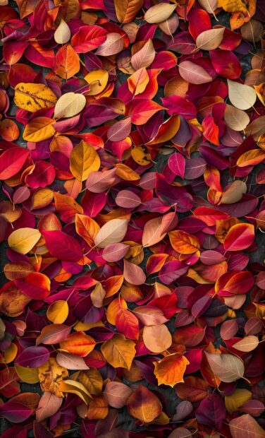 Vibrant fall leaves scattered on the ground.
