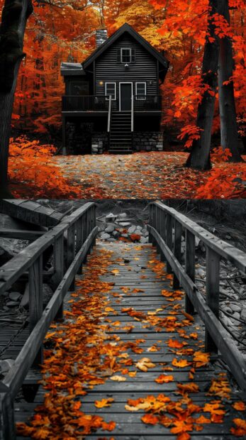 Vibrant red, orange, and yellow leaves, cozy autumn scenes.