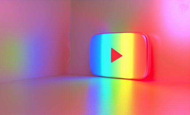YouTube desktop wallpaper with a gradient effect, blending vibrant colors seamlessly.