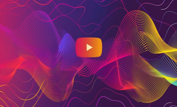 YouTube logo desktop wallpaper with a dynamic and energetic design, using motion lines.