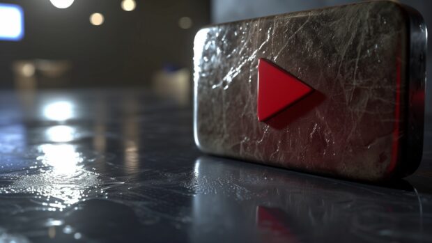 YouTube logo in a 3D style, with depth and realistic shadows.