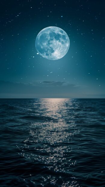  iPhone background with a moonlit ocean with stars reflecting on the calm water.