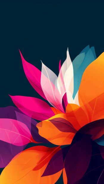 iPhone colorful abstract floral design, vibrant petals and leaves HD wallpaper free.