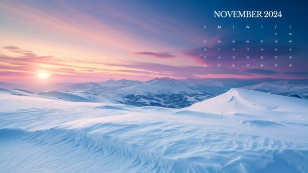 2024 Calendar November Desktop Winter Background.