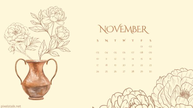 2024 Calendar November Desktop simple Background.