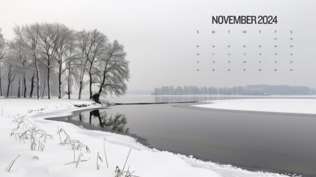 2024 November Calendar HD of Winter Wallpaper.