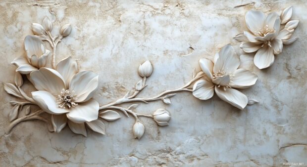 3D floral art wallpaper HD with intricate details and lifelike textures.