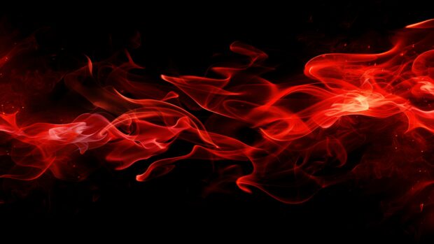 4K Fire Wallpaper with a red flame is burning, the background is black.