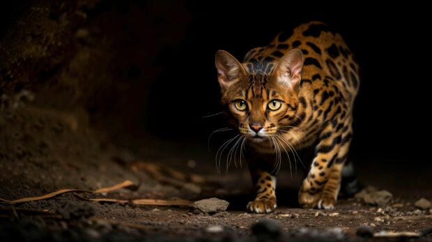 A Bengal cat desktop HD 2K wallpaper.