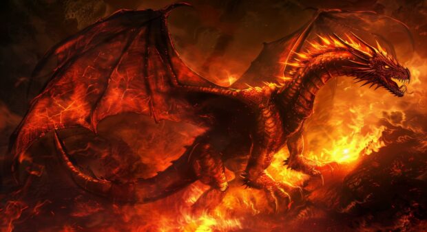 A Fire dragon wallpaper.