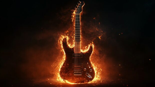 A Guitar made entirely of Fire.