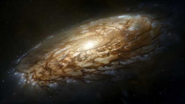 A beautiful barred spiral galaxy 4K wallpaper with prominent arms and a bright core.