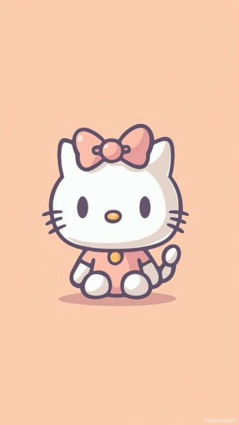 A cite Hello Kitty icon in the center of a plain peach colored background.