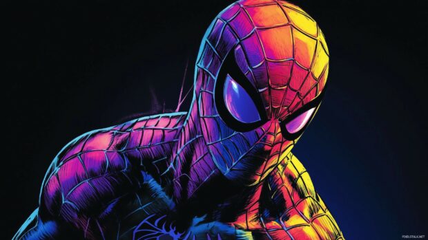 A close up comic book style portrait of Spiderman.