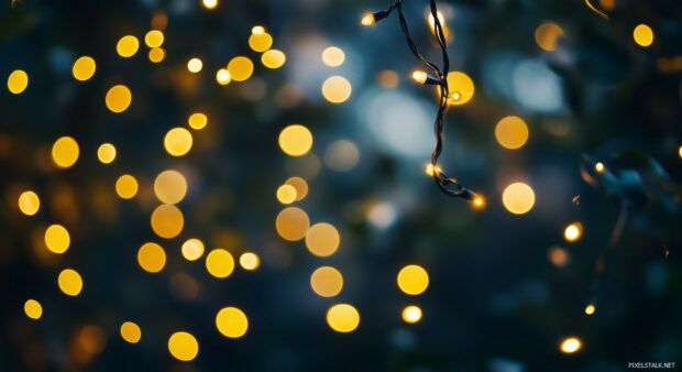 A close up of sparkling Christmas lights arranged in intricate patterns.