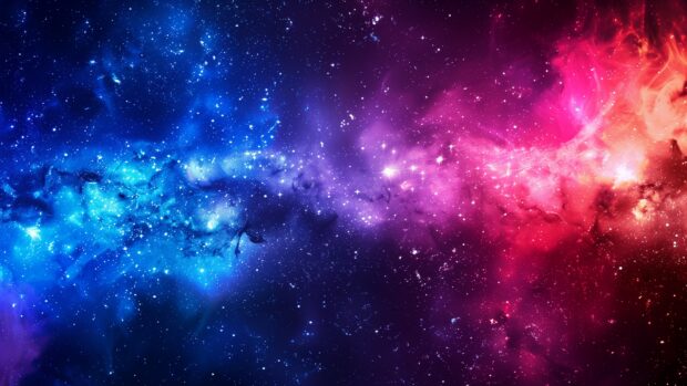 A colorful galaxy 4K background with a mix of red, blue, and purple hues, shining brightly.