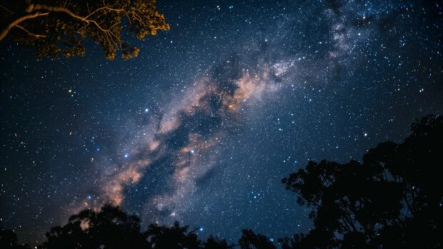 A cool view of the Milky Way galaxy stretching across the night sky.