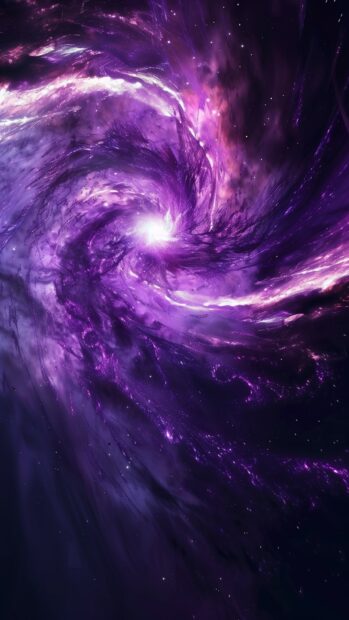 A cute galaxy with swirling gas clouds and bright stars, purple wallpaper.