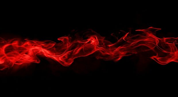 A dramatic burst of red Fire erupting from the center, with detailed flame textures against a pure black backdrop.