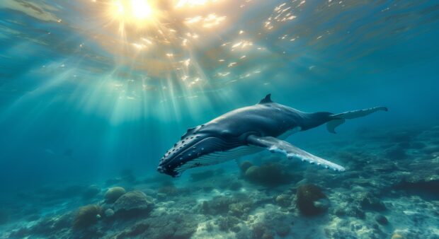 A humpback whale, Sea animals wallpapers.