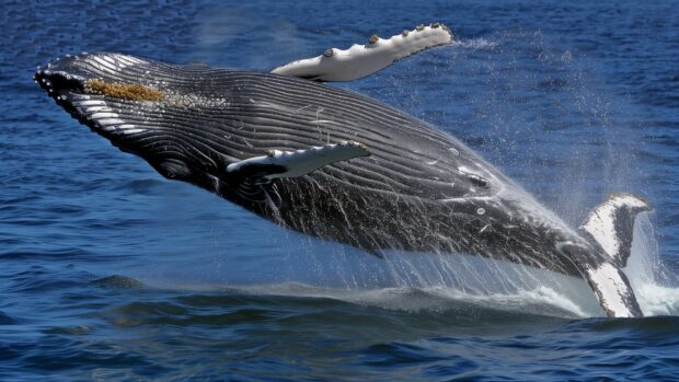 A humpback whale, Sea animals wallpapers HD.