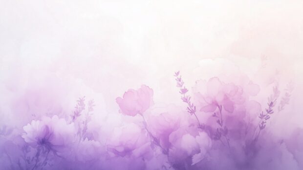 A minimalist watercolor design of delicate lavender and peonies, flower wallpaper HD.