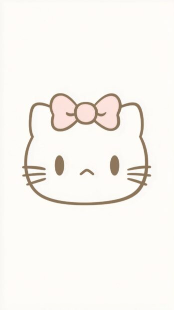 A simple outline of Hello Kitty face, with a white background and light pink accents.