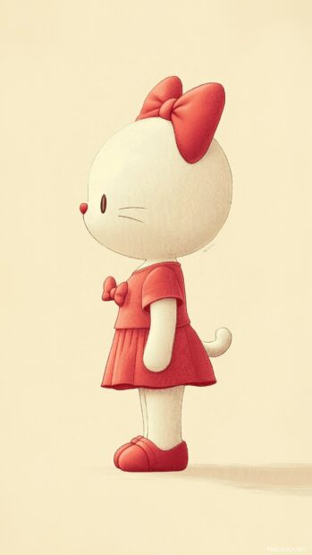 A simple phone wallpaper of Hello Kitty with her bow.