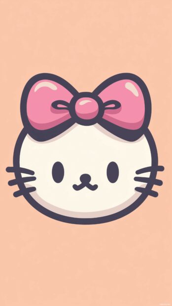 A small Hello Kitty icon in the center of a plain peach colored background for phone wallpaper HD.