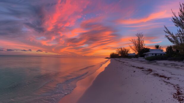 A stunning sunset over a Bahamas Beach.