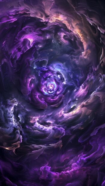 A stunning view of a spiral galaxy in shades of purple and violet, iPhone background.