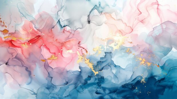 Abstract watercolor desktop wallpaper with dynamic, fluid shapes.