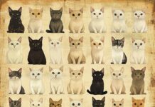 Aesthetic Cat 4K Wallpaper with a visually appealing collage of lovely cats, including a variety of white, black, and cute kittens.