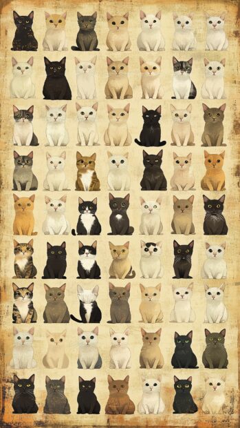 Aesthetic Cat 4K Wallpaper with a visually appealing collage of lovely cats, including a variety of white, black, and cute kittens.