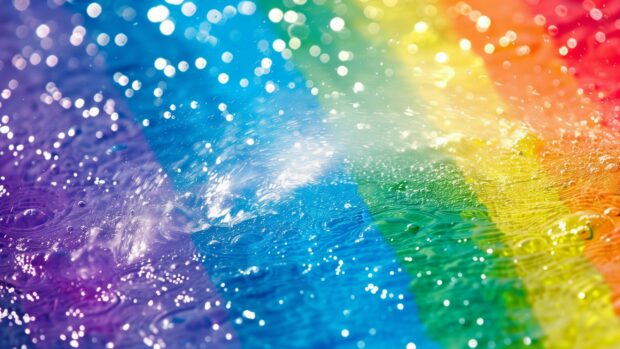 Aesthetic Rainbow watercolor desktop background.