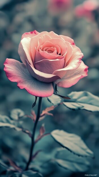 Aesthetic rose wallpaper for phone with soft pastel colors, delicate petals, and gentle gradients.