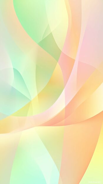 An abstract pastel rainbow pattern with smooth gradients of mint green, peach, and soft yellow.