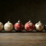 An elegant display of vintage Christmas ornaments HD background.