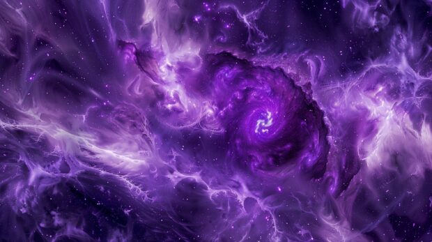 An ethereal purple galaxy 2K background with luminous halos and detailed star formations.