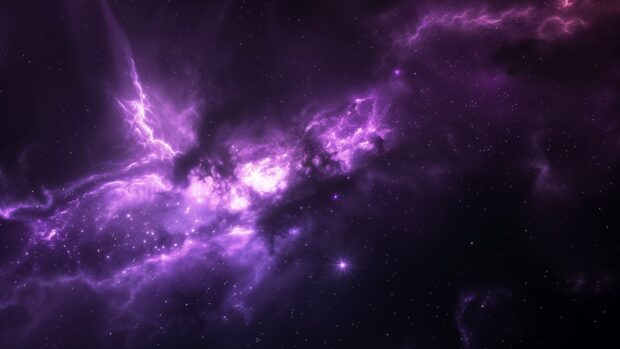 An ethereal purple galaxy wallpaper HD with luminous halos and detailed star formations.