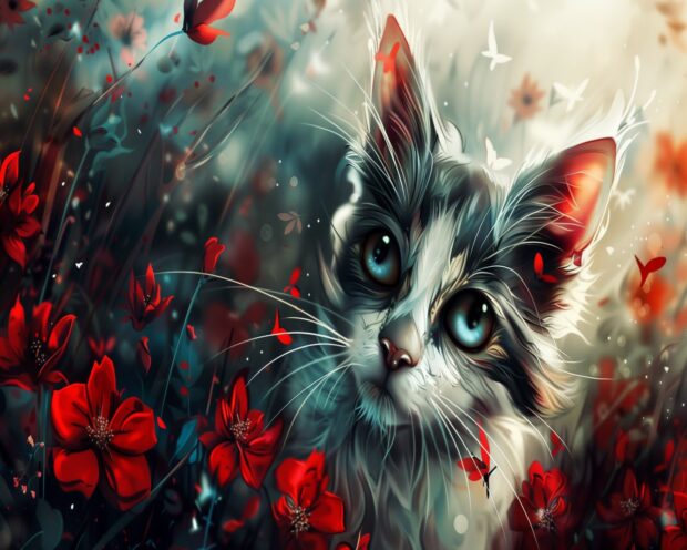 Anime cat wallpaper HD for desktop.