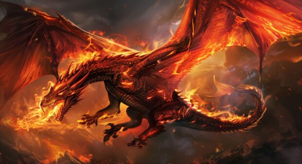 Art Fire dragon background HD.