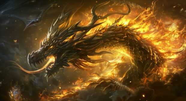 Art Fire dragon wallpaper PC windows.