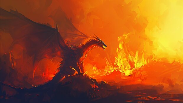 Art Hot Fire dragon 2K Background.