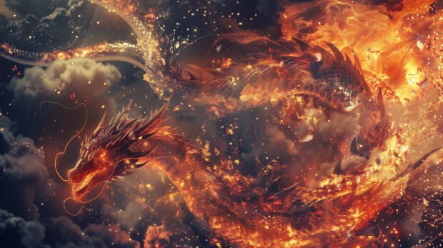 Art Hot Fire dragon HD wallpaper for PC.