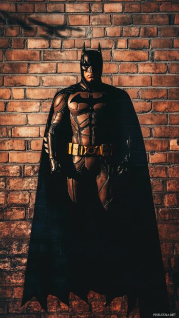 Batman shadow cast against a brick wall.