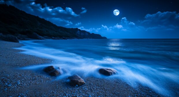 Beautiful Beach at night HD Wallpaper for desktop (2).