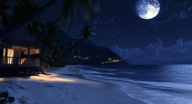 Beautiful Beach at night Wallpaper for desktop.