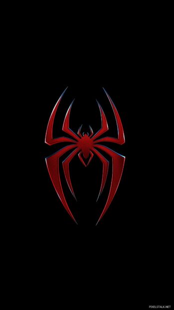 Black Spiderman logo centered on a plain black background.